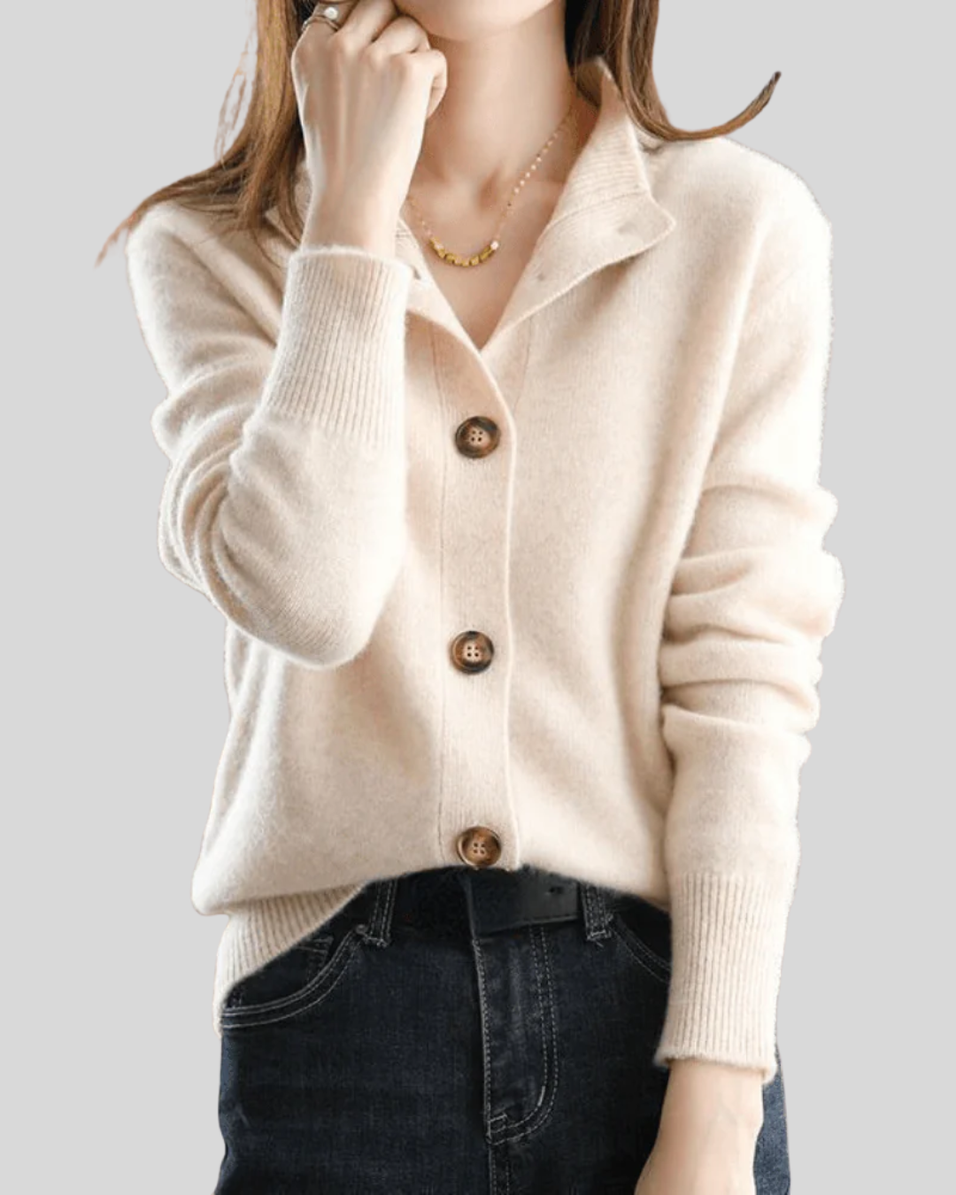 Claire | Cashmere Cardigan with Retro Design