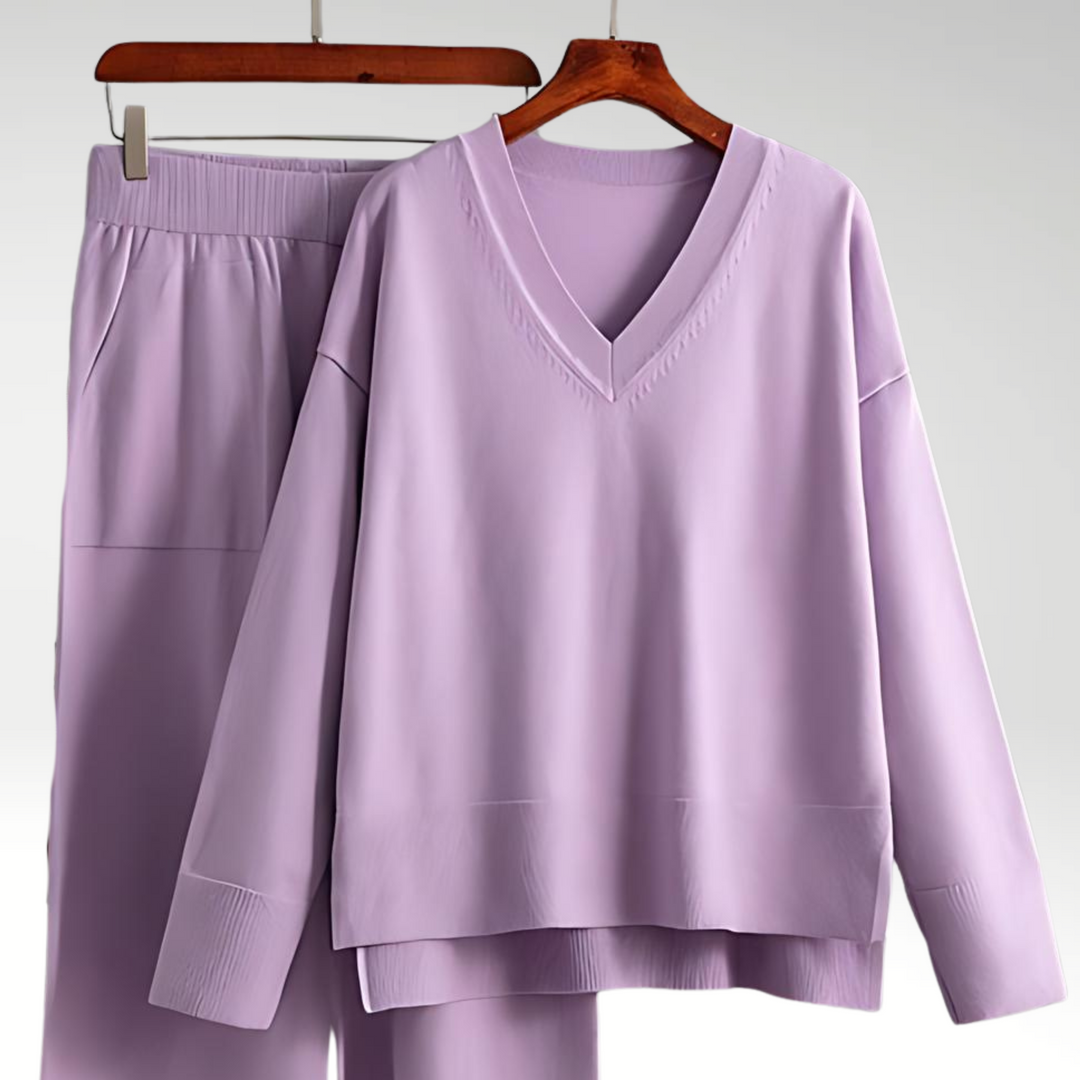 Emily | V-Neck Two-Piece Set with Luxe Fabric