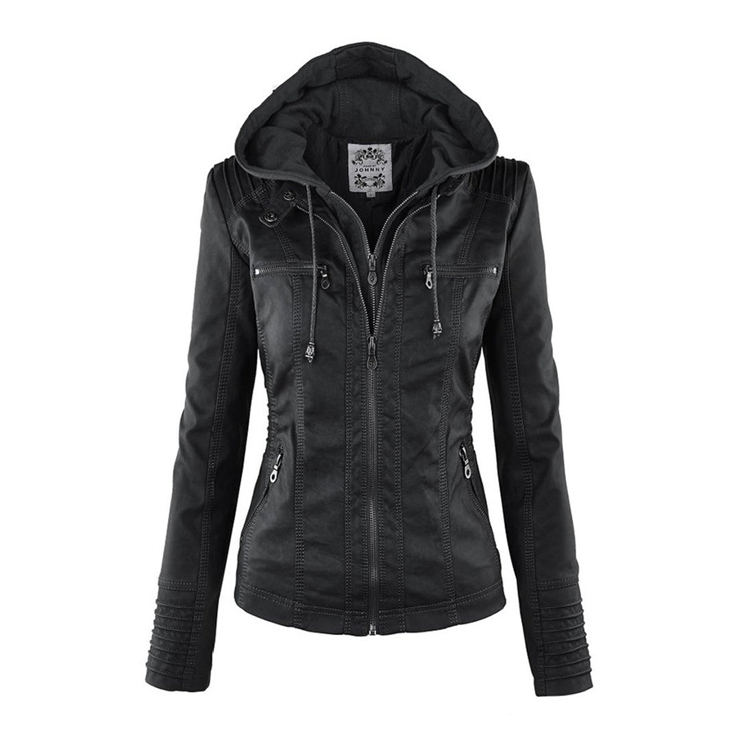 Sandra | Leather Jacket with Hood