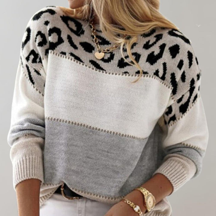 Diane | Knit Sweater with Leopard Accent