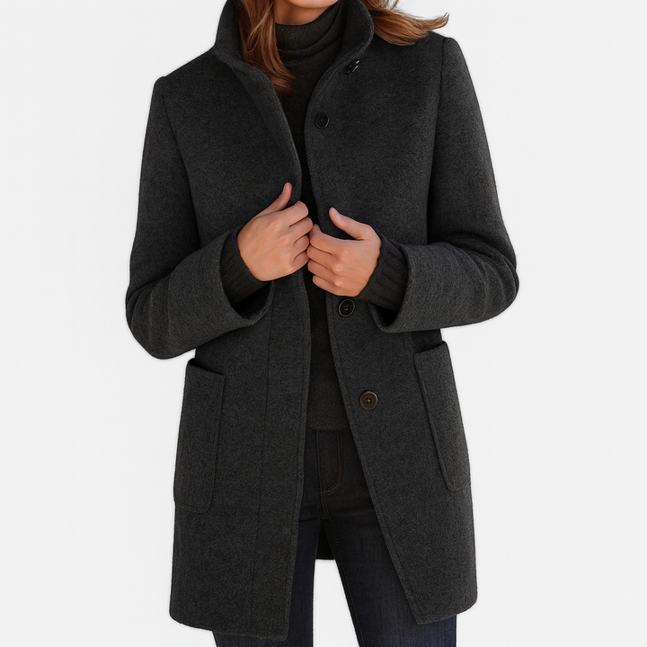 Lidia | Jacket with High Collar in Wool Blend