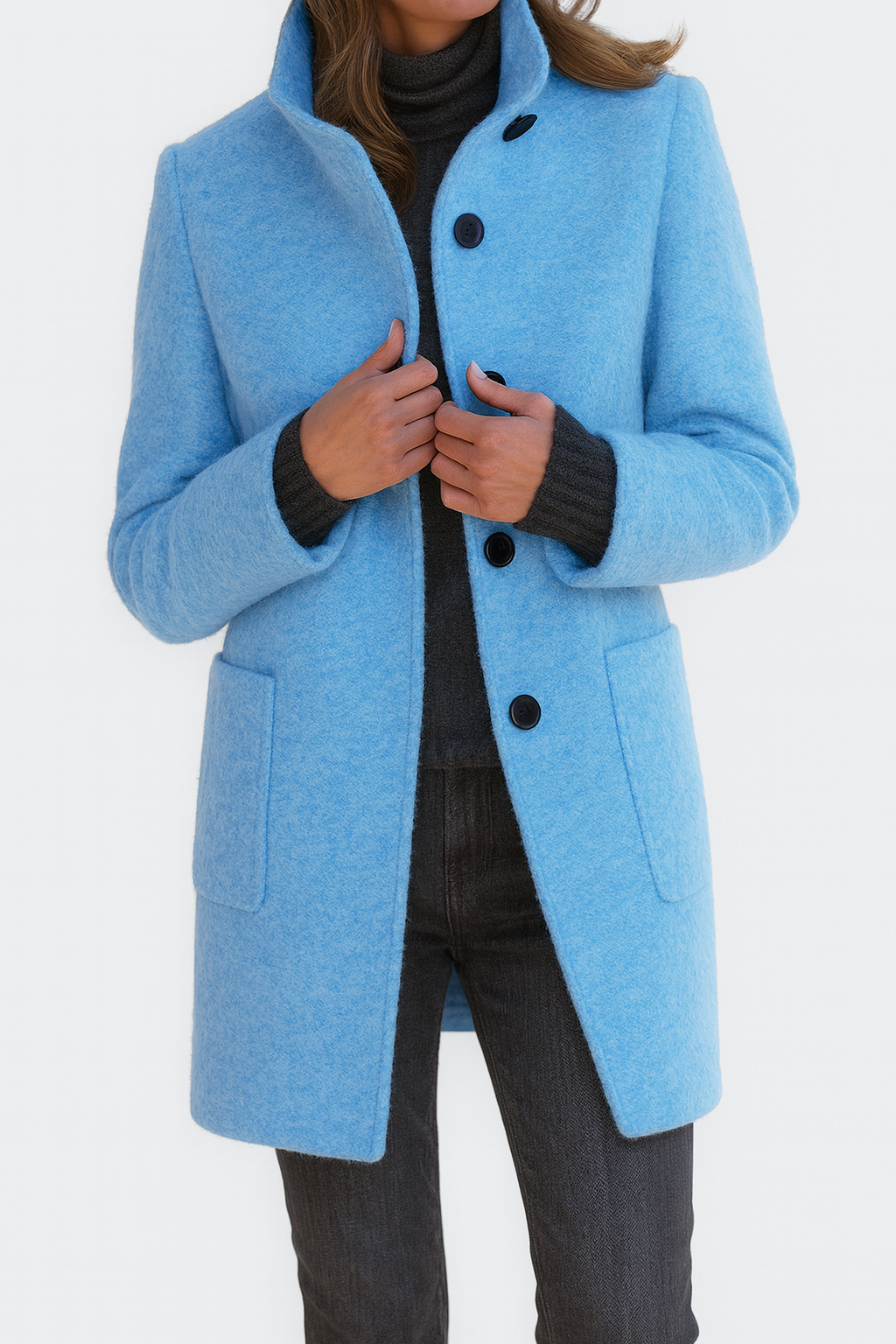 Lidia | Jacket with High Collar in Wool Blend