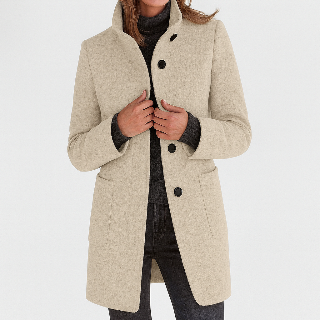 Lidia | Jacket with High Collar in Wool Blend