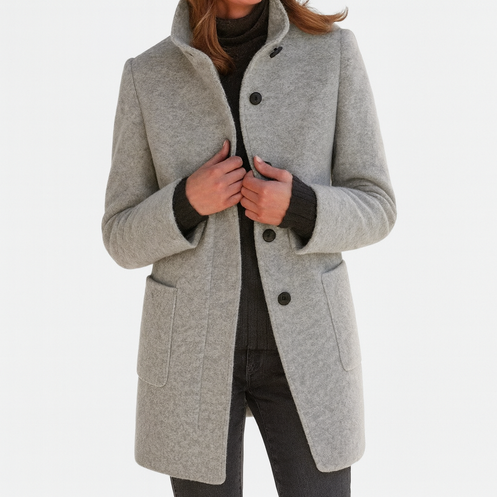 Lidia | Jacket with High Collar in Wool Blend