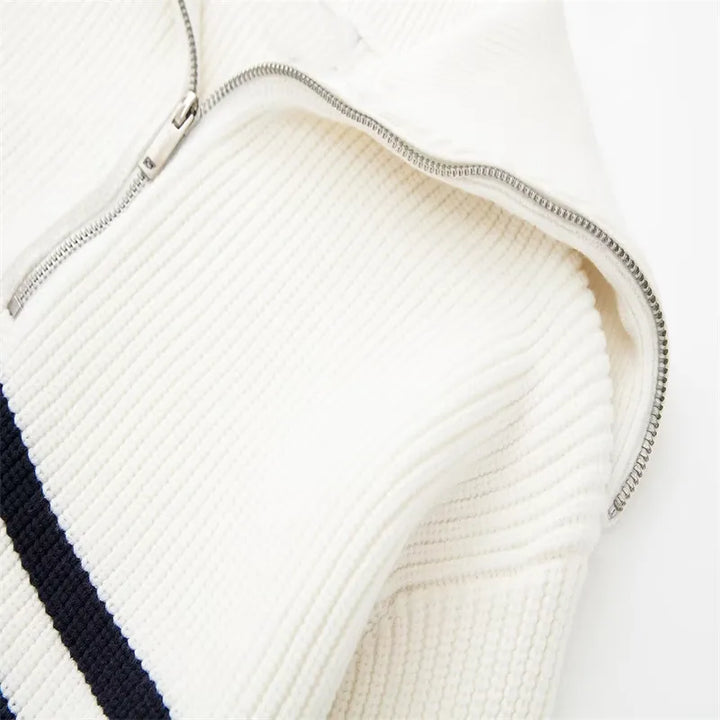 Brian | Zip Sweater with Striped Design