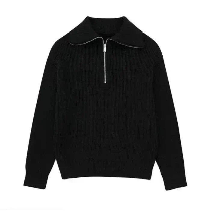 Brian | Zip Sweater with Striped Design