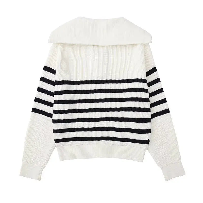 Brian | Zip Sweater with Striped Design