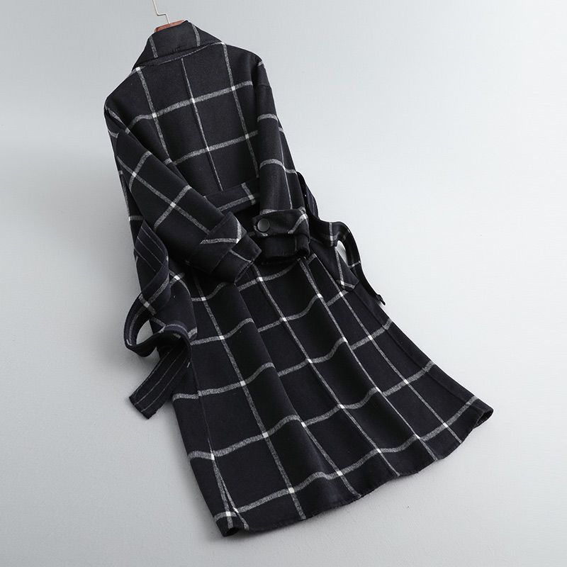 Women's Plaid Tweed Coat with Retro Lapel