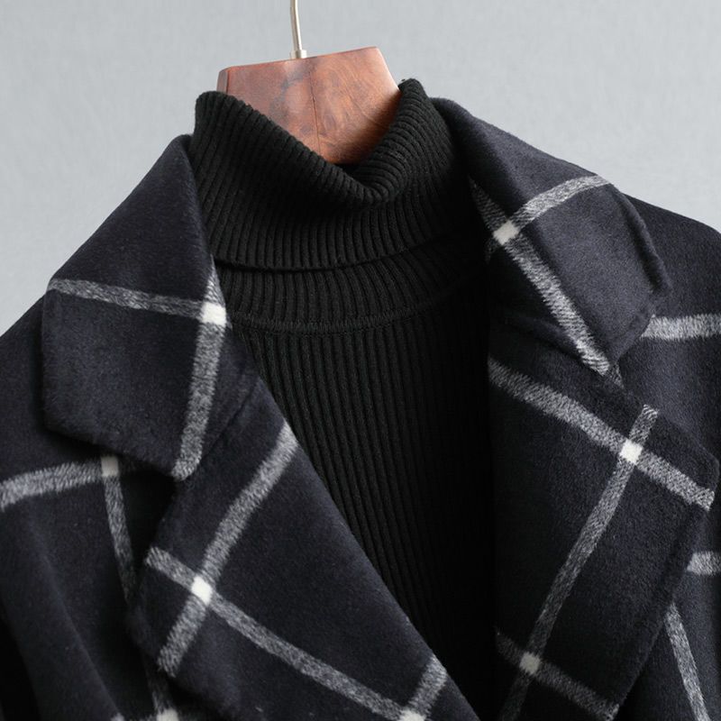 Women's Plaid Tweed Coat with Retro Lapel