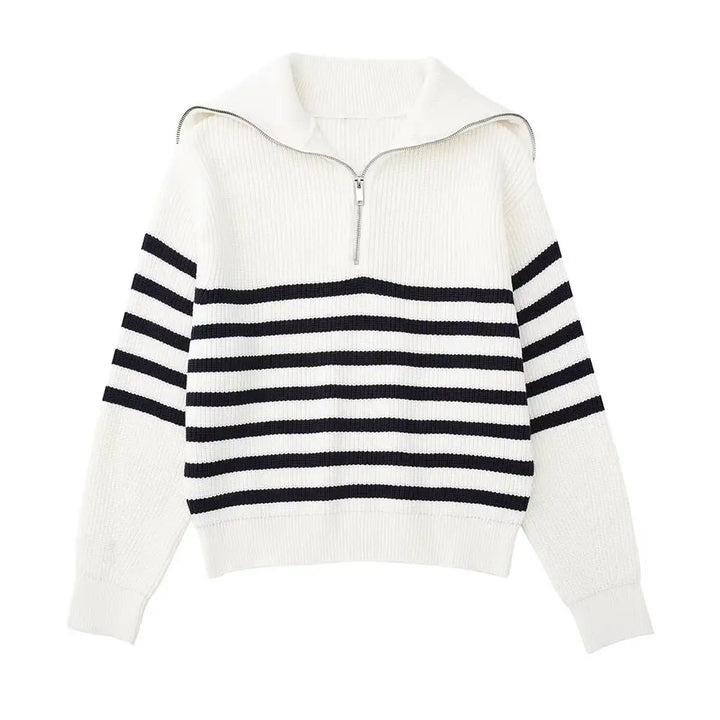 Brian | Zip Sweater with Striped Design