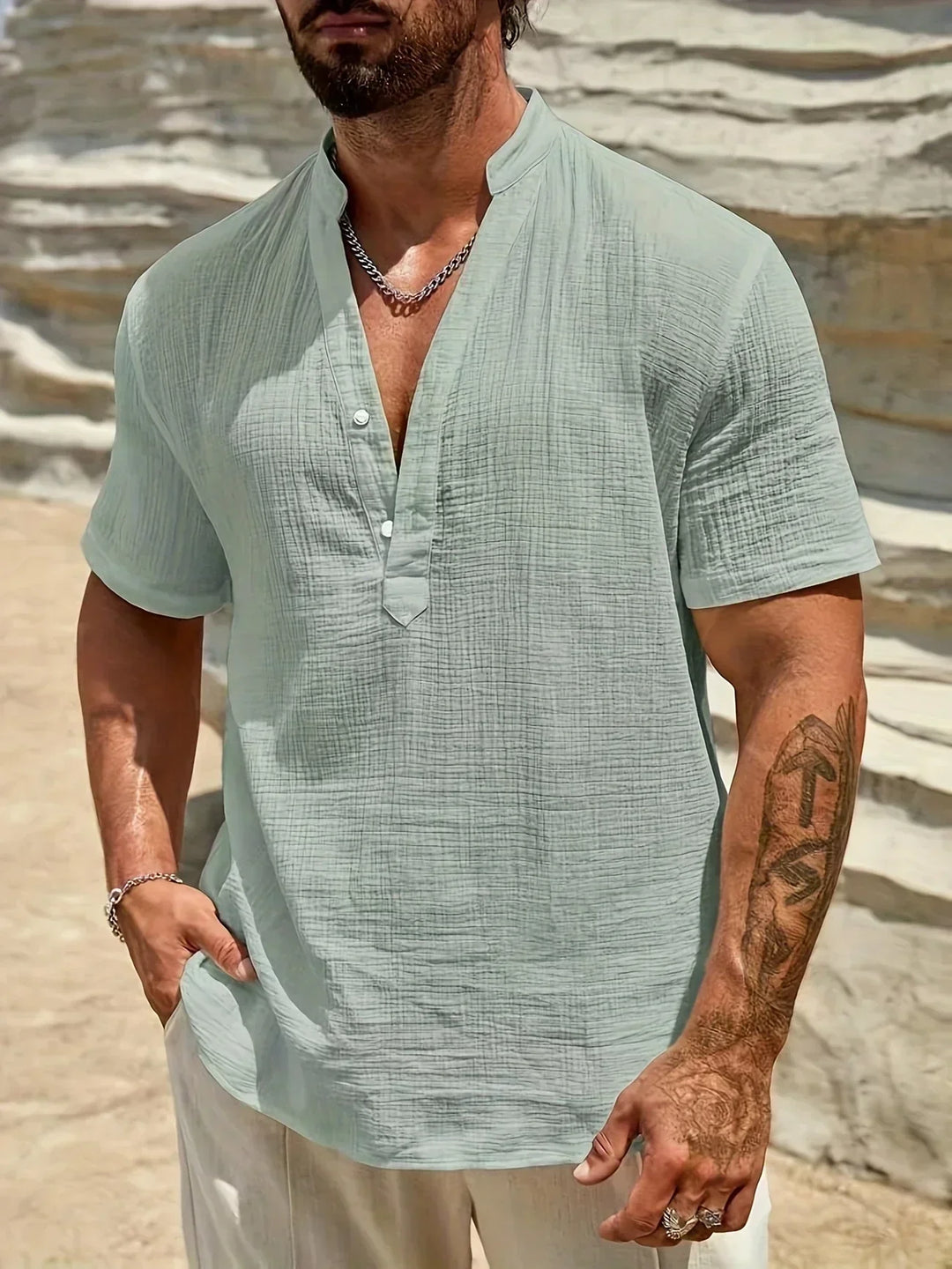 Christian | Summer Shirt with High Collar